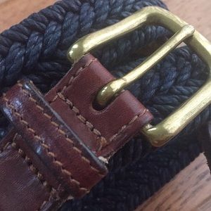 Vintage Braided Belt in Navy and Brown Leather!